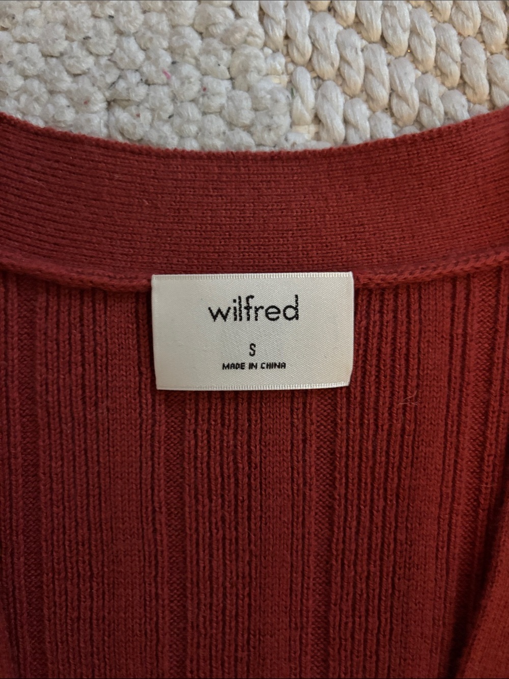 Wilfred Deep Red Ribbed V-Neck Button Cardigan - Picture 2 of 4